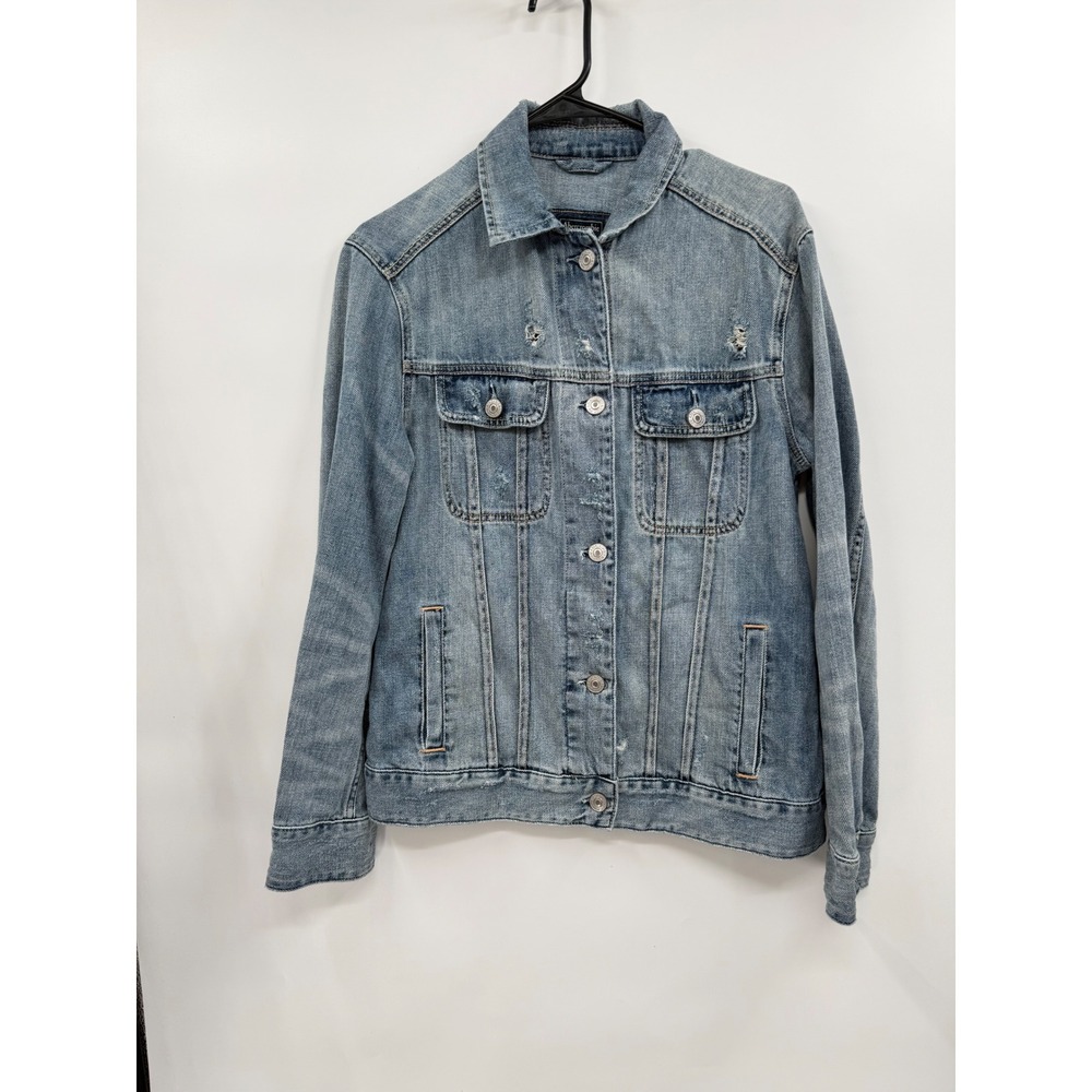 Abercrombie & Fitch Small Denim Jacket Womens Light Blue Distressed Trucker
